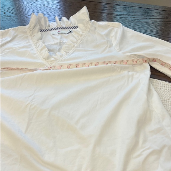 Chic White Ruffle V-Neck Blouse - Picture 7 of 16